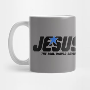 Jesus, the real World savior, black text Mug
